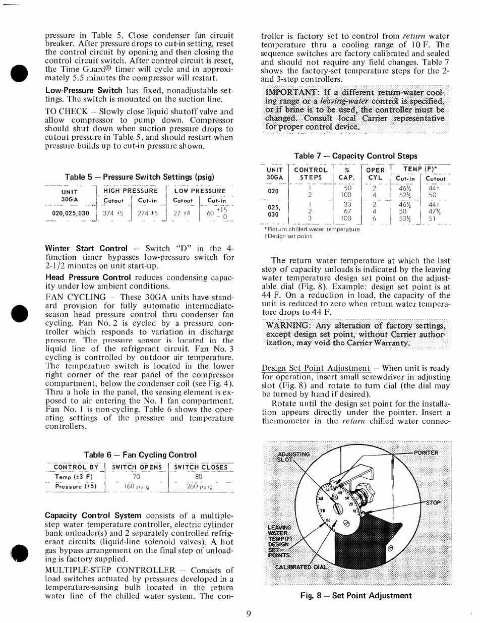 Table 6 — fan cycling control, Ieaving-waier, Leaving mtsr oesigii | Carrier 30GA User Manual | Page 9 / 12