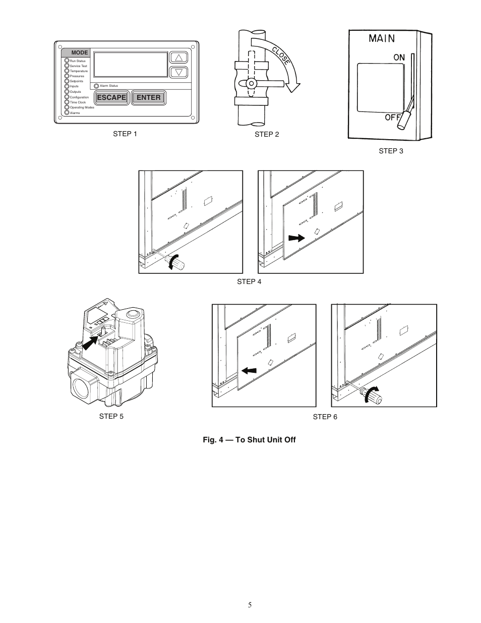 Fig. 4 — to shut unit off | Carrier COMFORTLINK 48A3 User Manual | Page 5 / 8