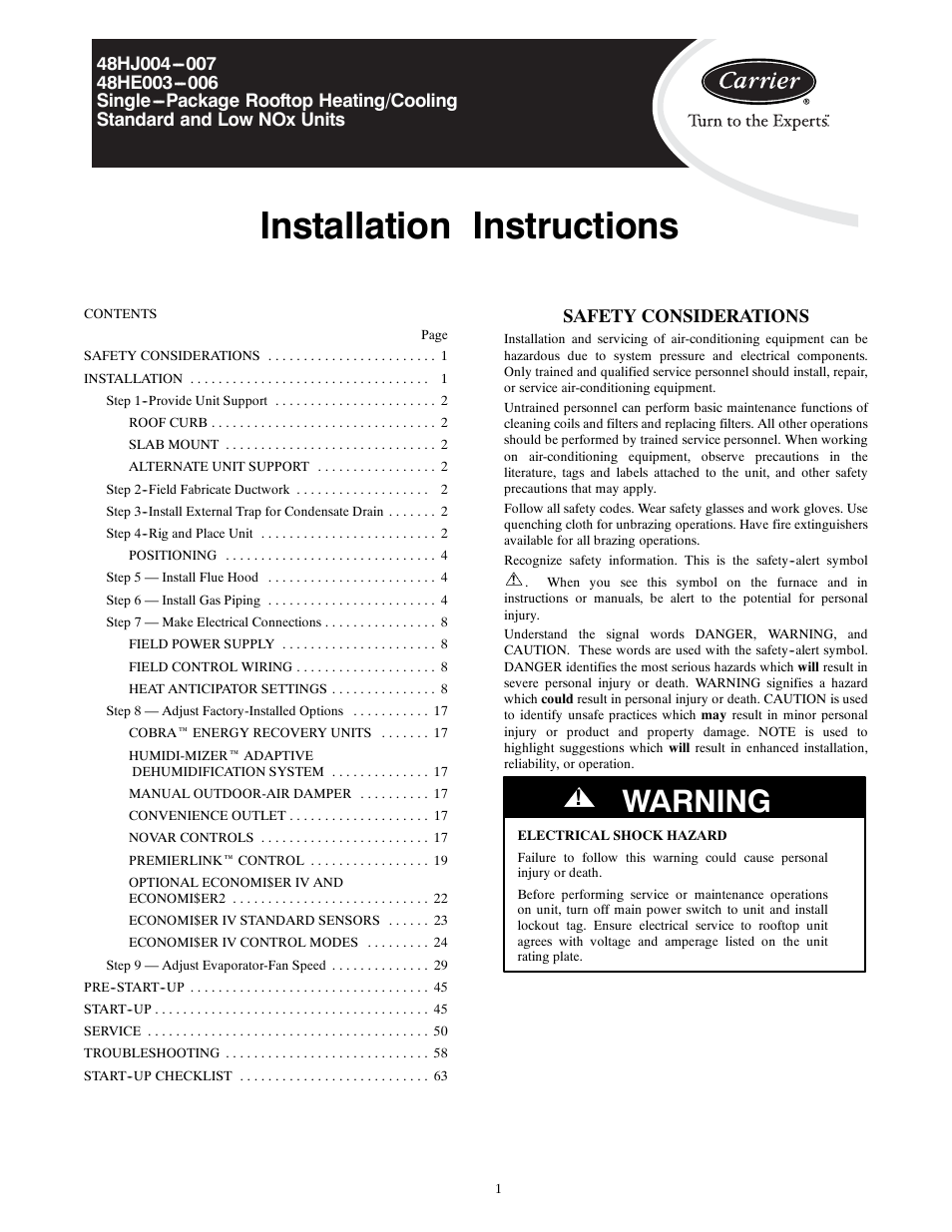 Carrier 48HJ004---007 User Manual | 64 pages