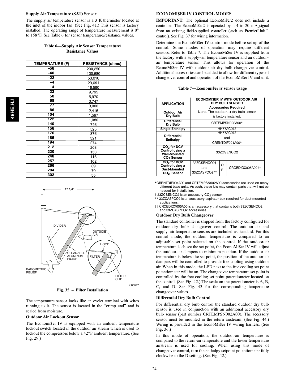 48h e, h j | Carrier 48HJ004---007 User Manual | Page 24 / 64