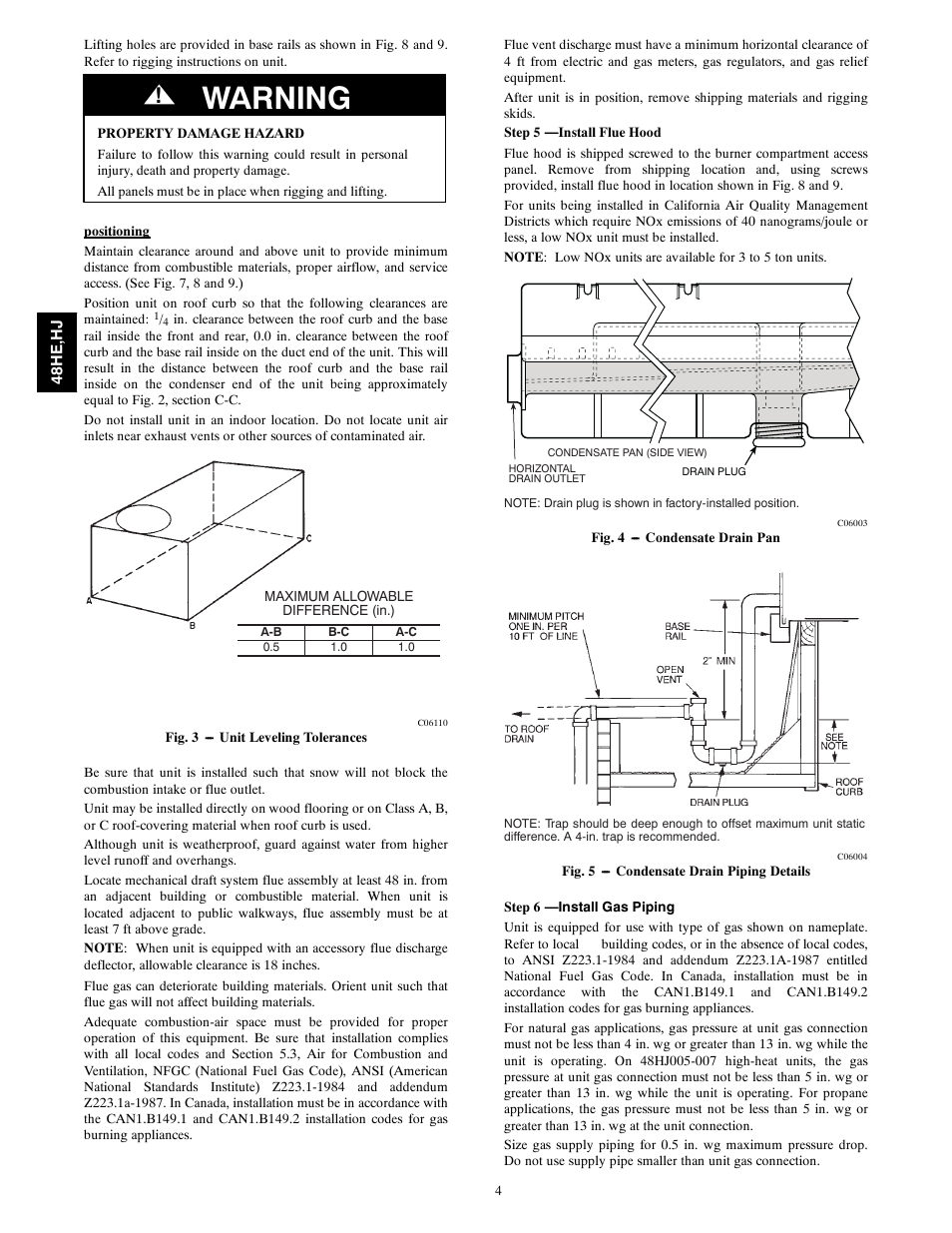 Warning | Carrier 48HJ004---007 User Manual | Page 4 / 64