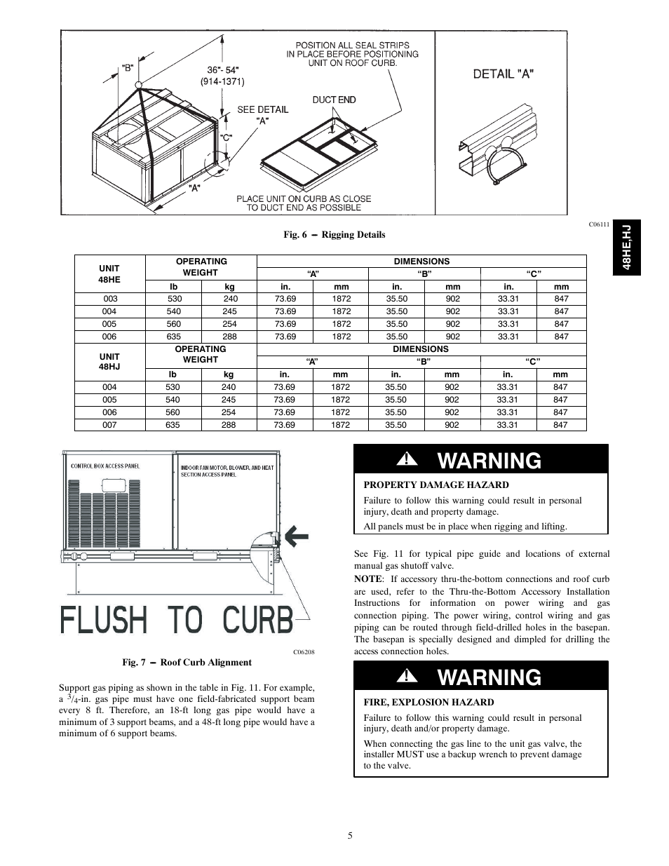 Warning | Carrier 48HJ004---007 User Manual | Page 5 / 64