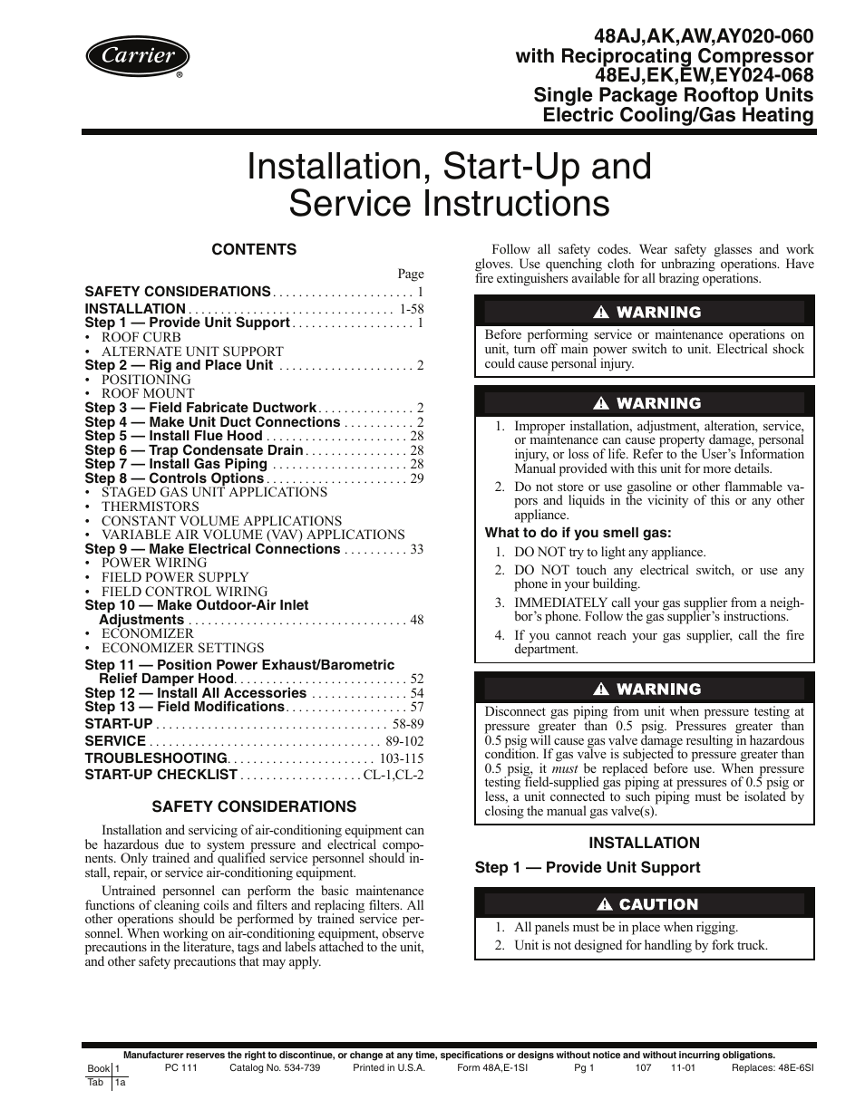 Carrier 48AJ User Manual | 118 pages