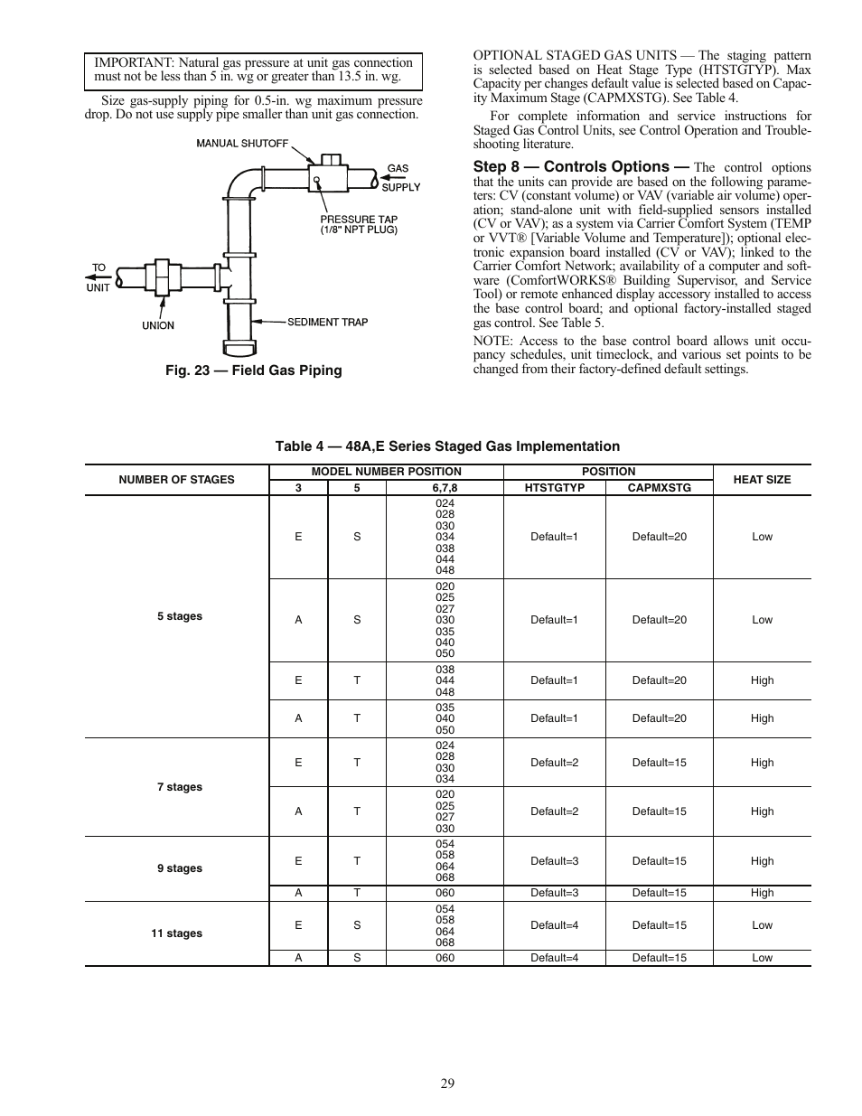 Step 8 — controls options | Carrier 48AJ User Manual | Page 29 / 118
