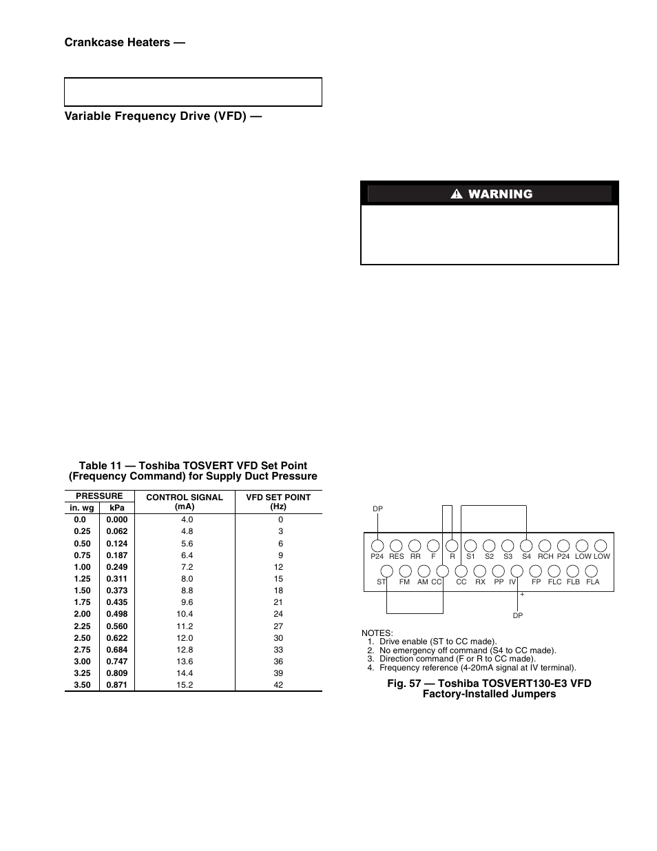 Crankcase heaters, Variable frequency drive (vfd) | Carrier 48AJ User Manual | Page 59 / 118