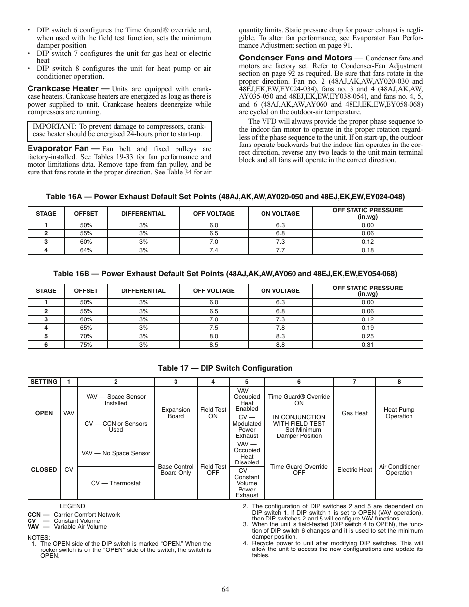 Crankcase heater, Evaporator fan, Condenser fans and motors | Carrier 48AJ User Manual | Page 64 / 118