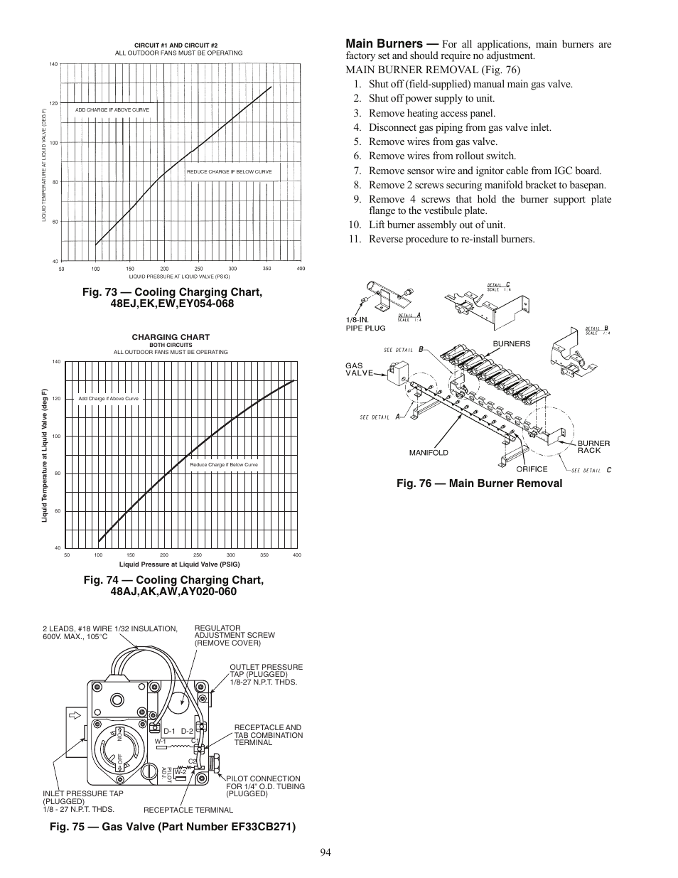 Main burners | Carrier 48AJ User Manual | Page 94 / 118