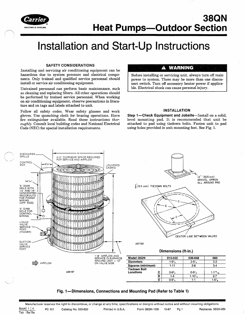 Carrier 38QN User Manual | 8 pages