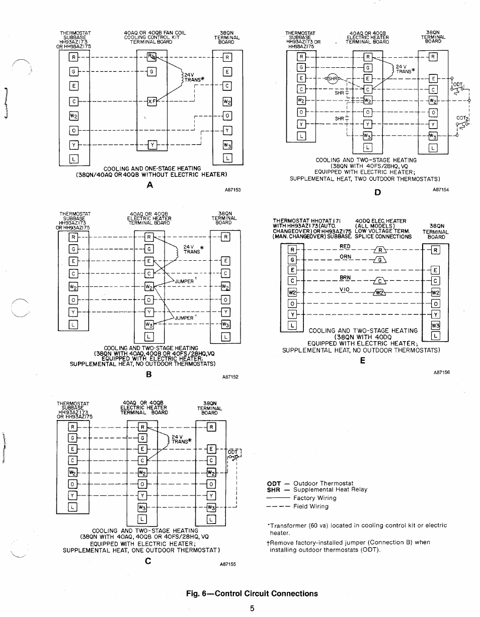 Fig. 6—control circuit connections, Fig. 6—control circuit connections 5 | Carrier 38QN User Manual | Page 5 / 8