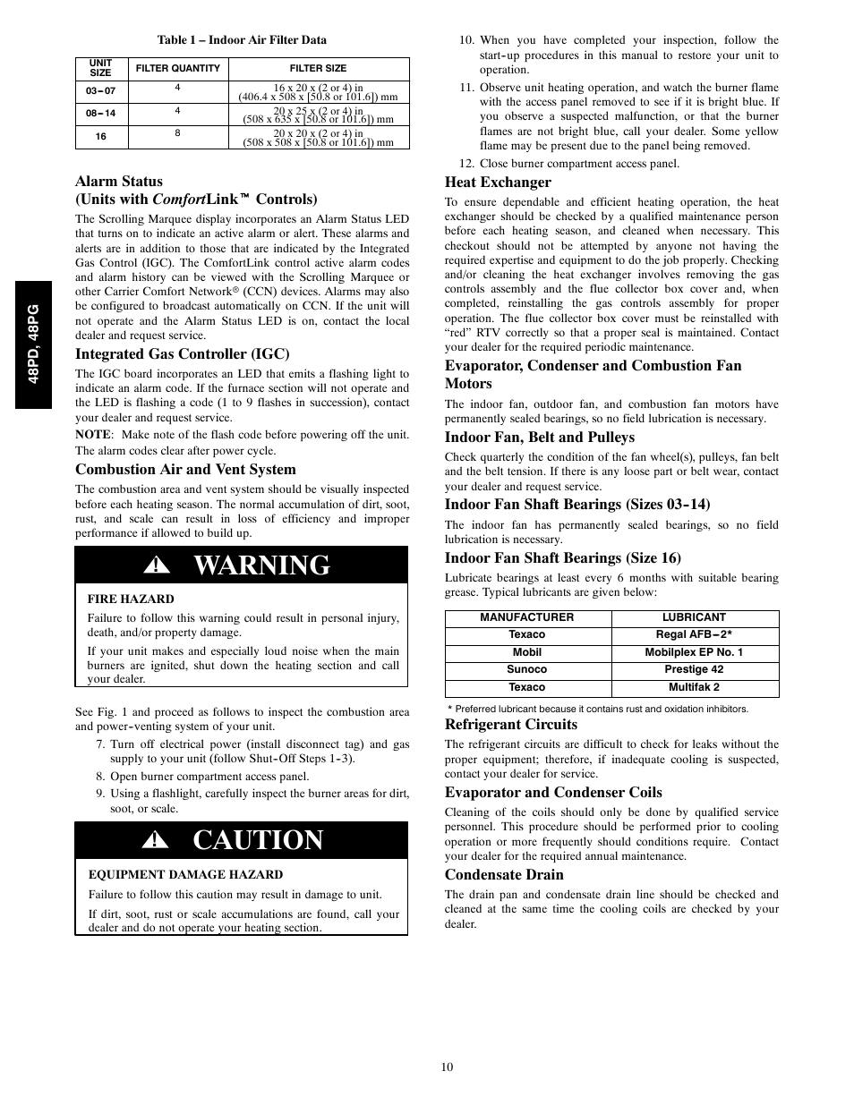 Warning, Caution | Carrier 06 User Manual | Page 10 / 12