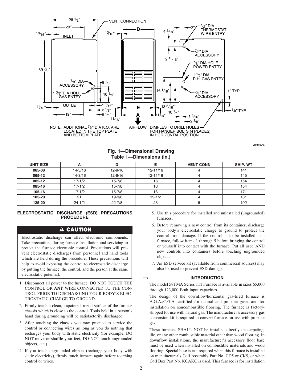 Carrier DOWNFLOW HORIZONTAL 2-SPEED User Manual | Page 2 / 24