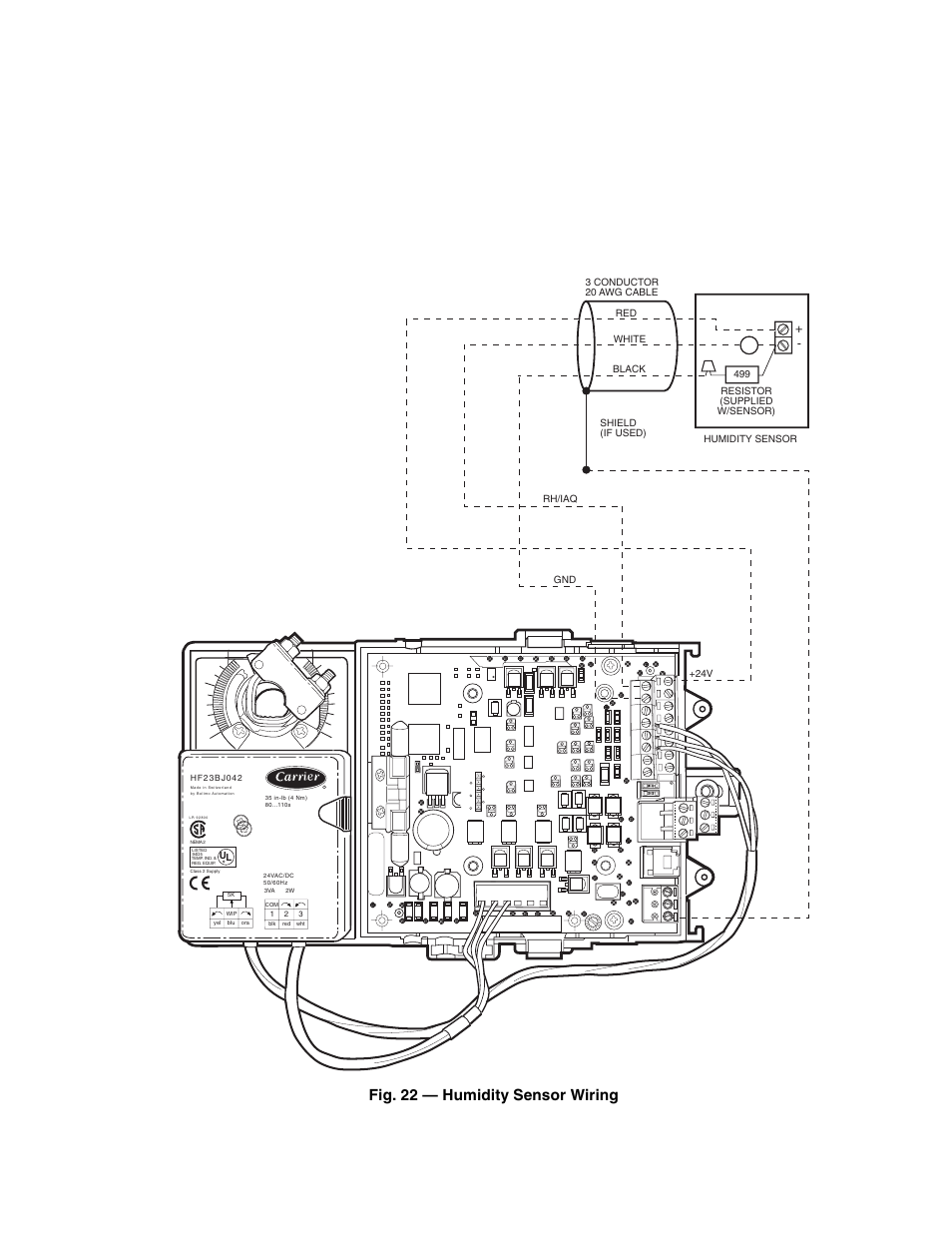 Fig. 22 — humidity sensor wiring | Carrier 33ZCFANTRM User Manual | Page 27 / 52