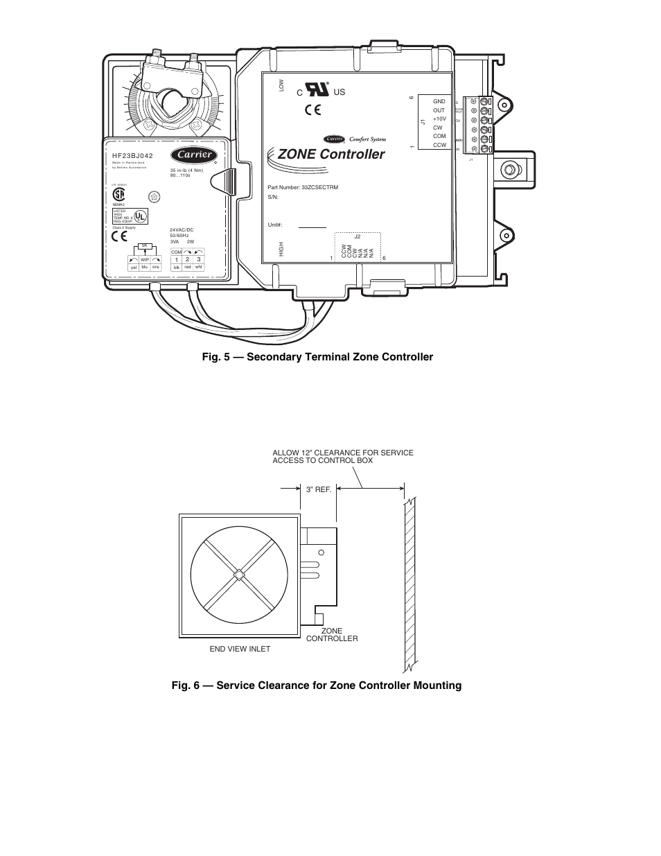 Zone controller, Fig. 5 — secondary terminal zone controller, Us c | Carrier 33ZCFANTRM User Manual | Page 6 / 52