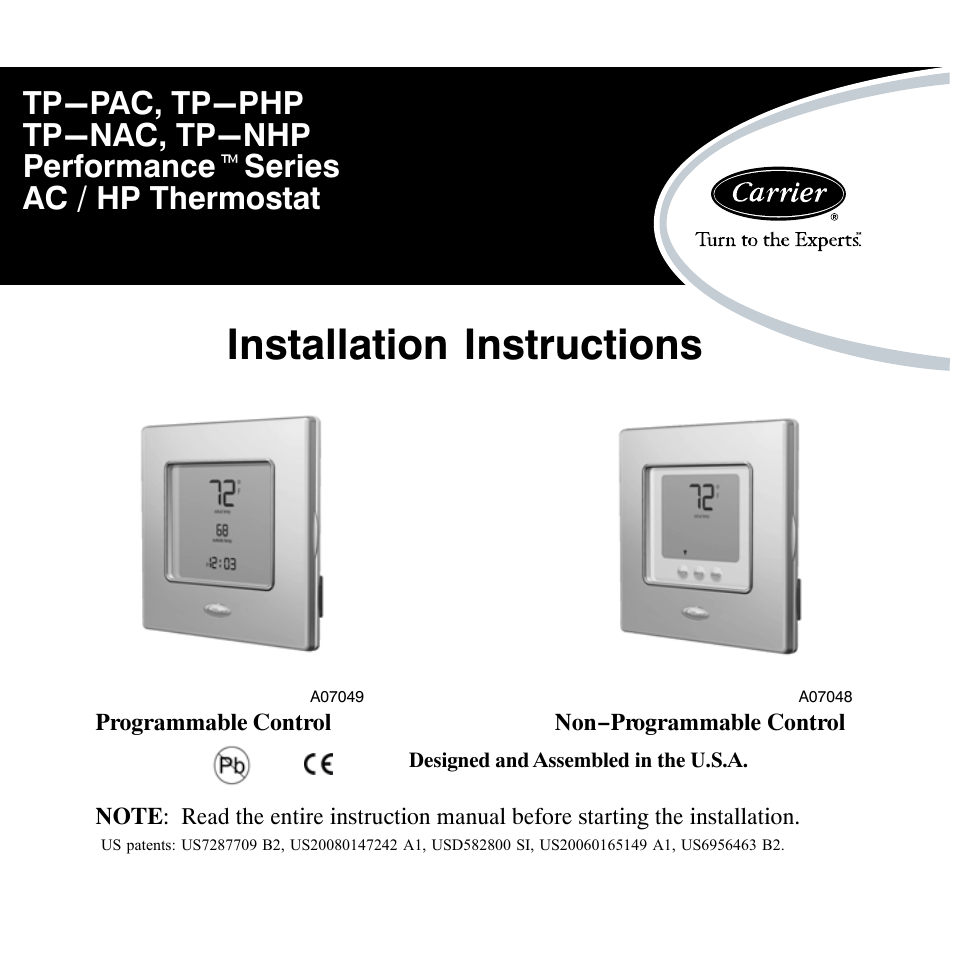 Carrier TP-NHP User Manual | 64 pages