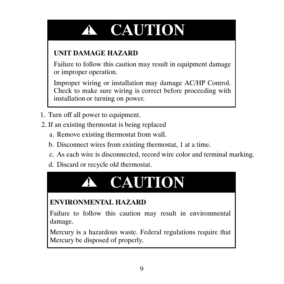 Caution | Carrier TP-NHP User Manual | Page 11 / 64