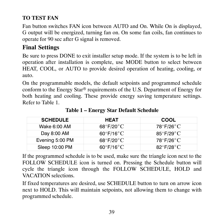 Final settings | Carrier TP-NHP User Manual | Page 41 / 64