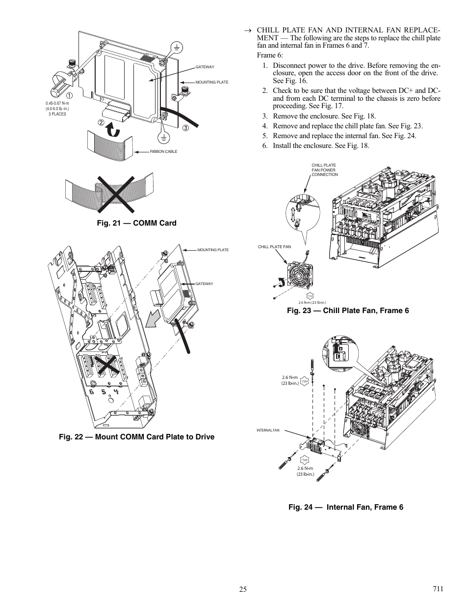 Fig. 23 — chill plate fan, frame 6, Fig. 24 — internal fan, frame 6 | Carrier 19XRV User Manual | Page 25 / 40