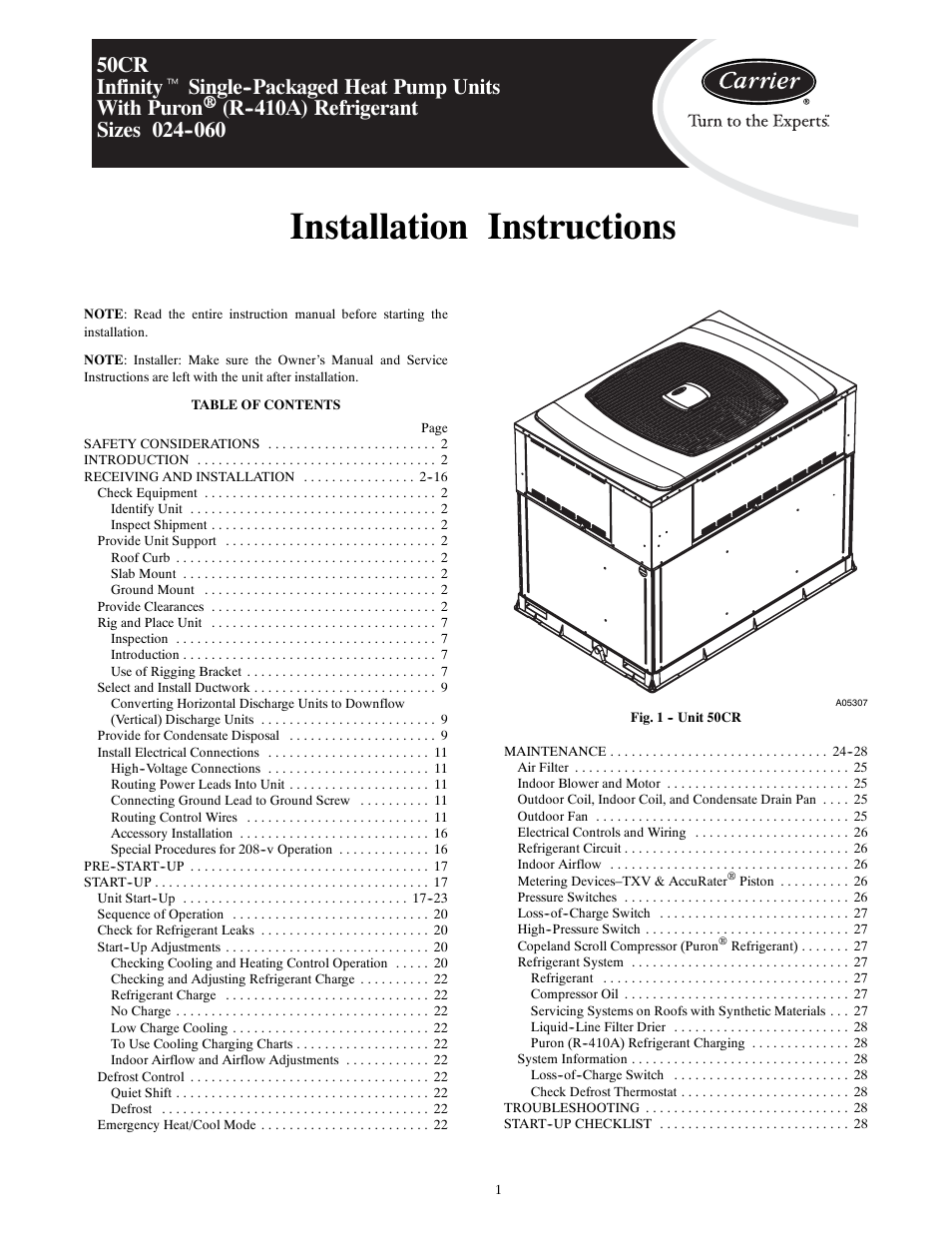 Carrier 50CR User Manual | 32 pages