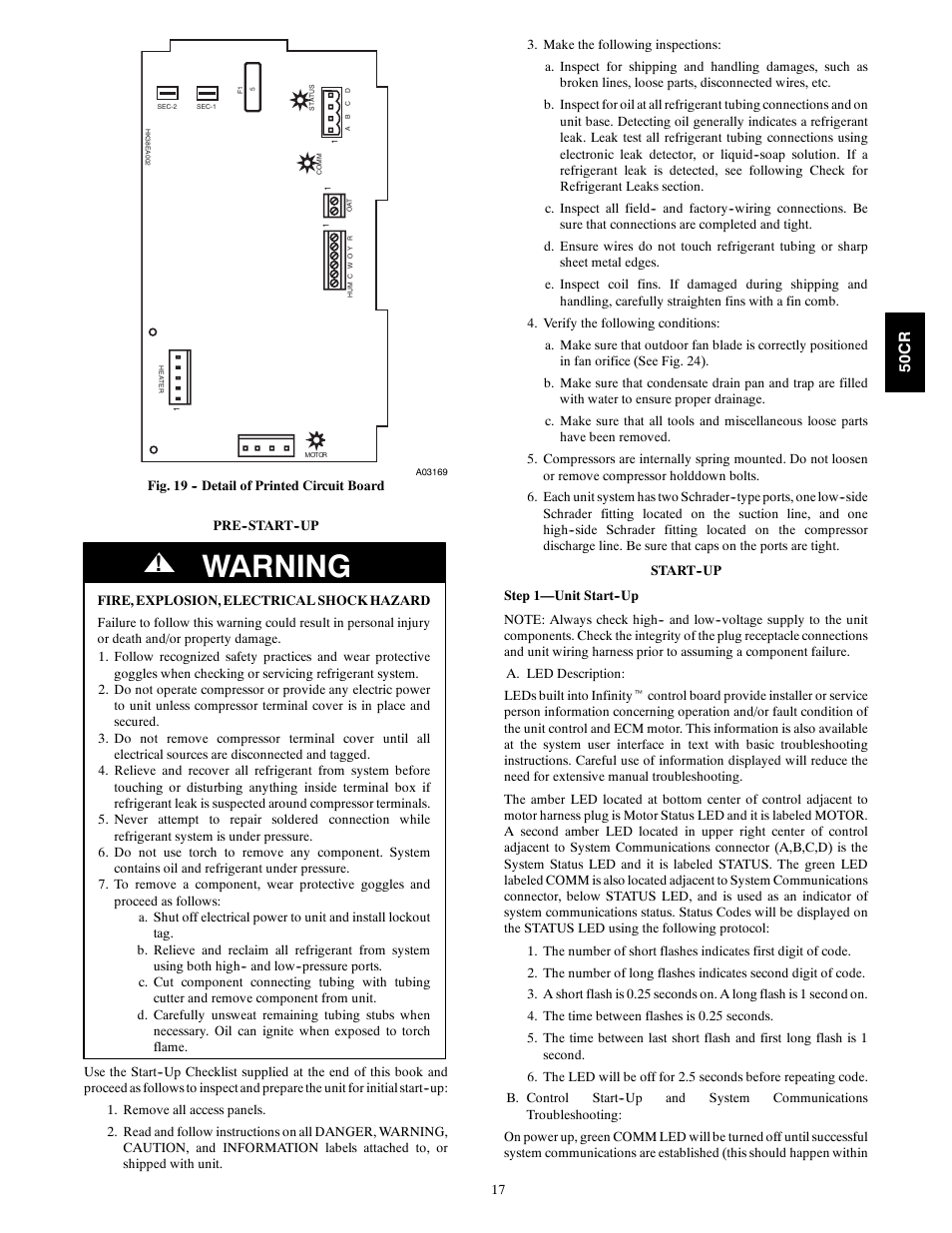 Warning | Carrier 50CR User Manual | Page 17 / 32