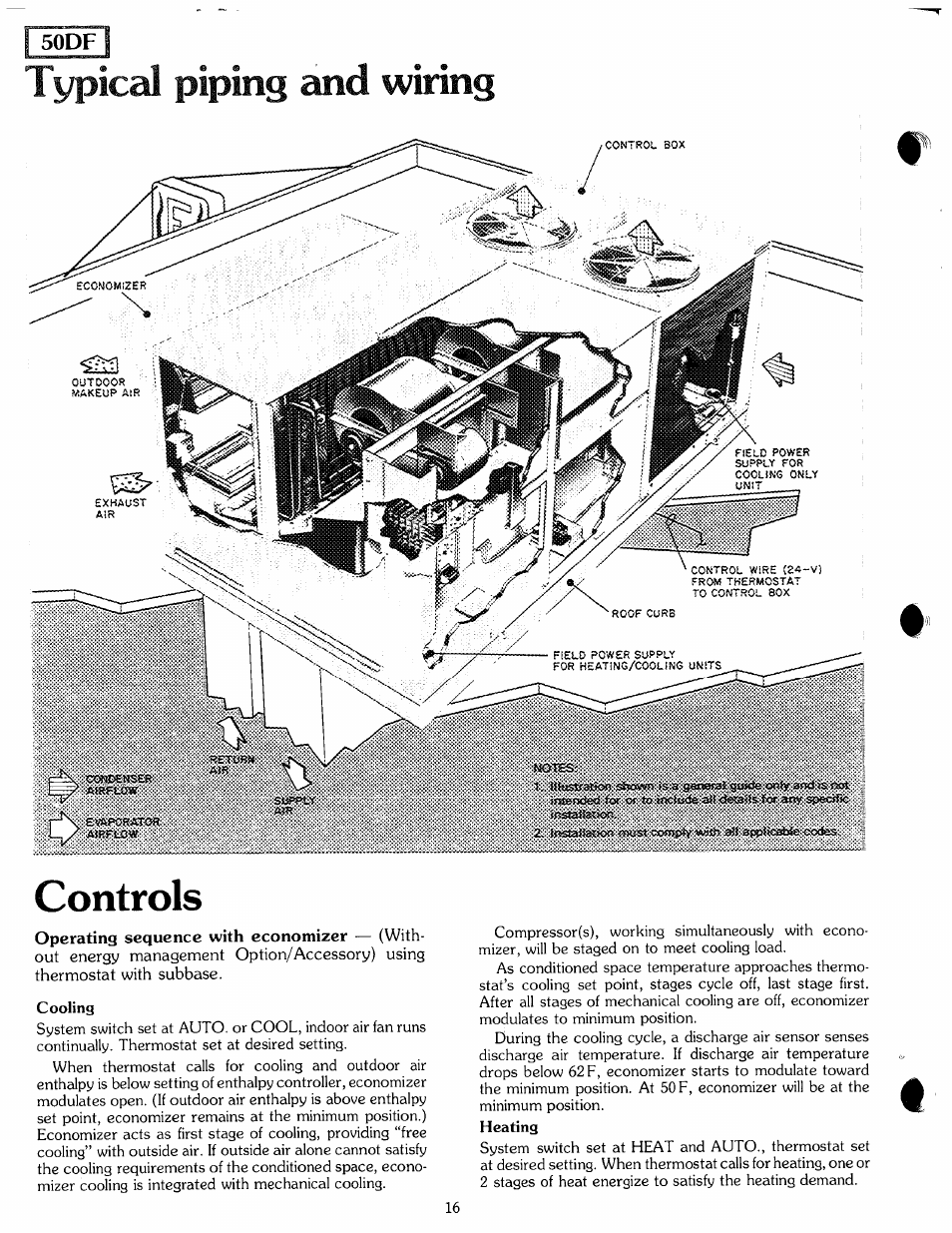 Typical piping and wiring, Controls | Carrier MODU-PAC 50DF User Manual | Page 16 / 37