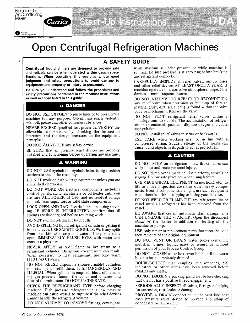 Carrier 17DA User Manual | 8 pages