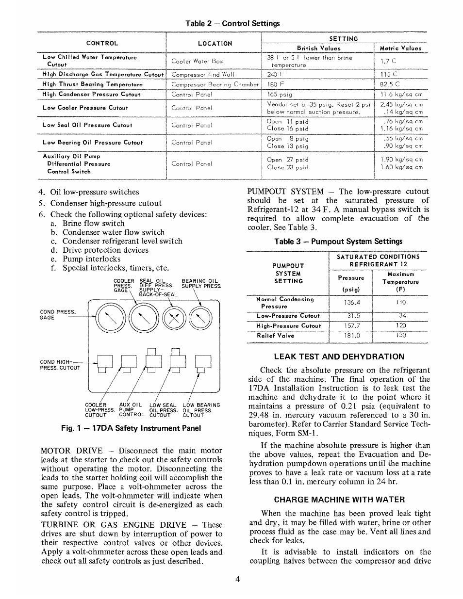 Leak test and dehydration, Charge machine with water | Carrier 17DA User Manual | Page 4 / 8