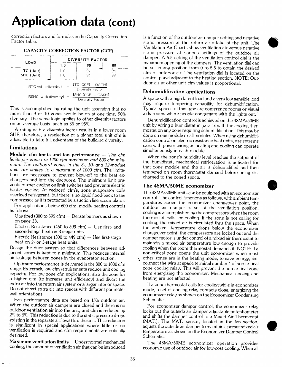 Application data, Cont) | Carrier ZONE-MIZER 50ME User Manual | Page 36 / 46