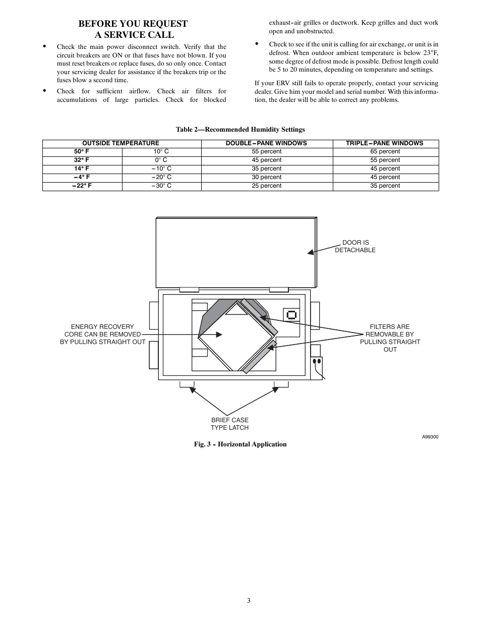 Before you request a service call | Carrier ERVCCSVA User Manual | Page 3 / 4