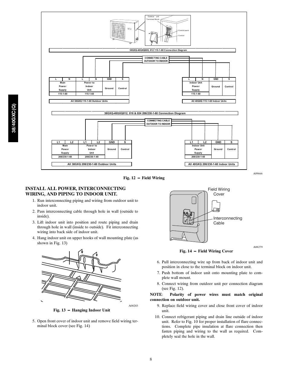 38/ 40gx c (q ), Fig. 12 --- field wiring | Carrier 40GXQ User Manual | Page 8 / 12