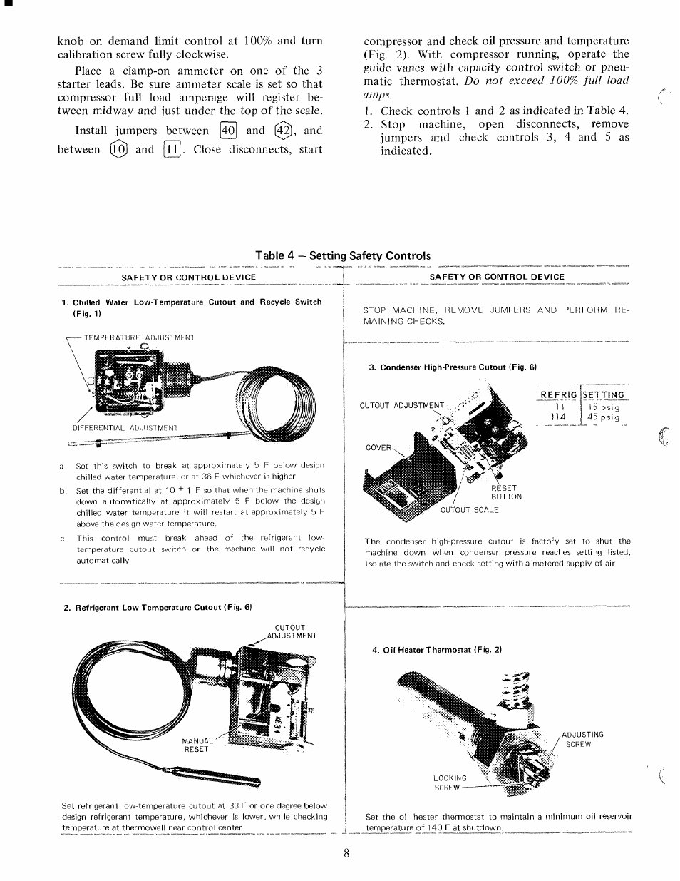 Table 4 — setting safety controls, Jz, —’ ''bi | Carrier 19CB User Manual | Page 8 / 12