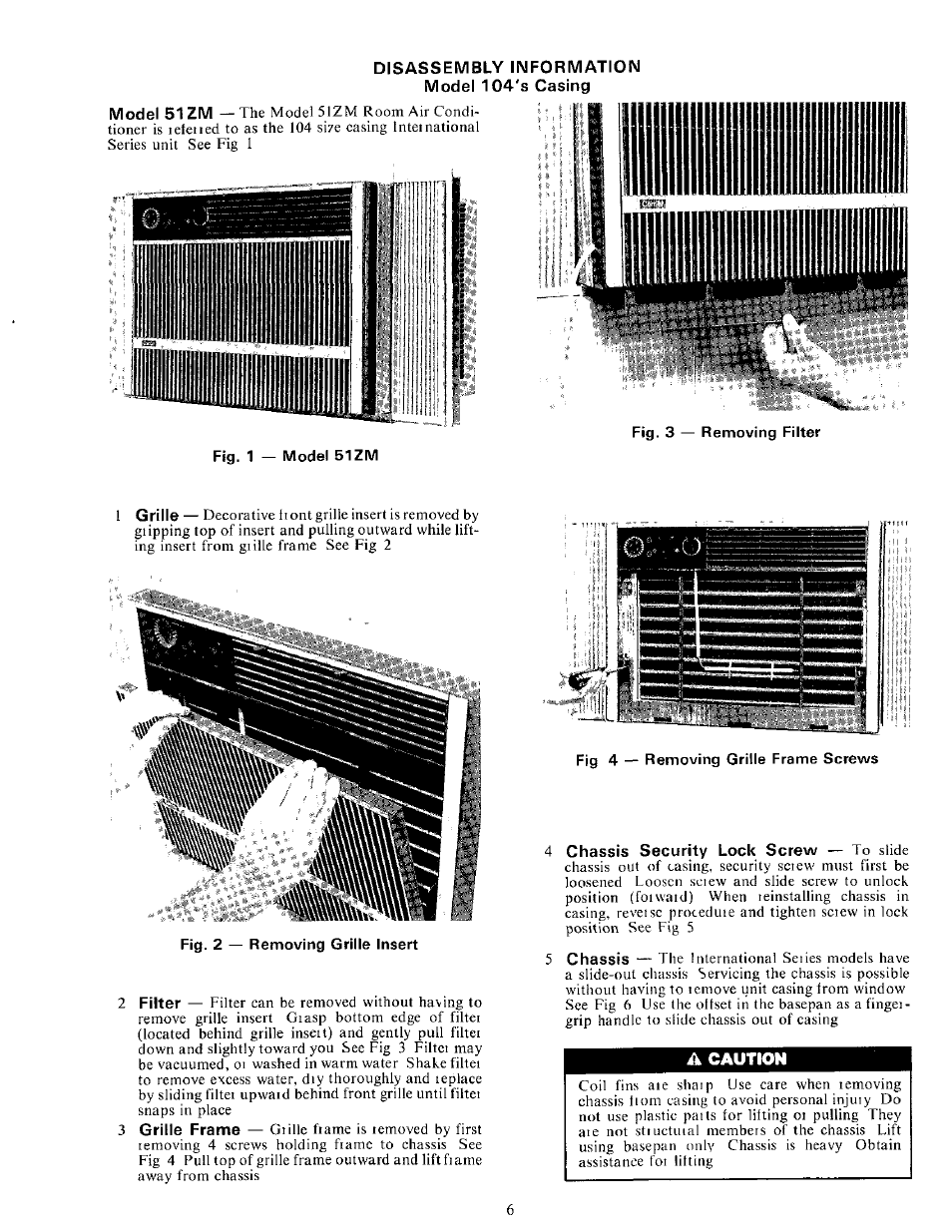 Disassembly information model 104's casing, A caution | Carrier 51CM User Manual | Page 6 / 21