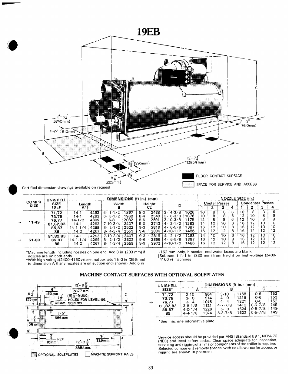 19eb, Machine contact surfaces with optional soleplates | Carrier 19 Series User Manual | Page 38 / 49