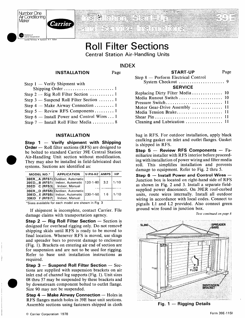 Carrier 39E User Manual | 12 pages