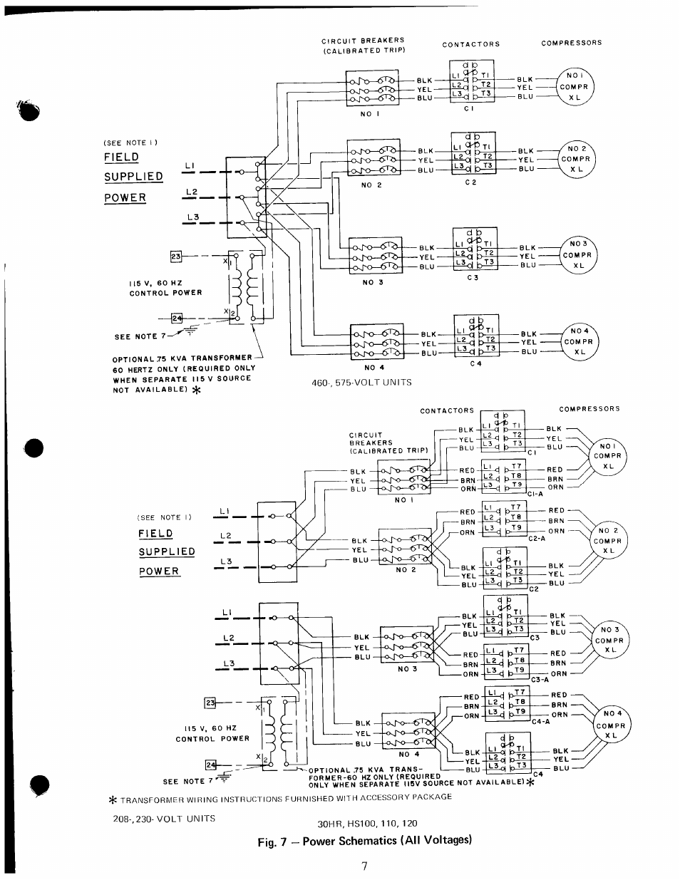 Fig. 7 — power schematics (all voltages) | Carrier 30HS User Manual | Page 7 / 8