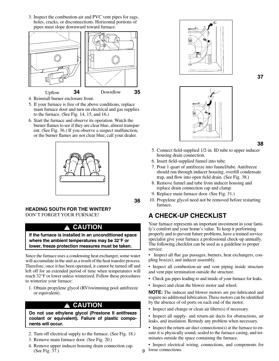 A check-up checklist, Caution | Carrier WEATHERMAKER INFINITY 58MCA User Manual | Page 9 / 12