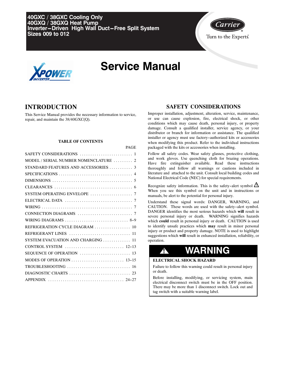 Carrier 38GXC User Manual | 28 pages