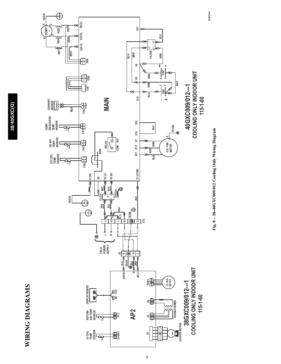 Main, Wi ri ng di agrams, 38/ 40gx c (q ) | Carrier 38GXC User Manual | Page 8 / 28