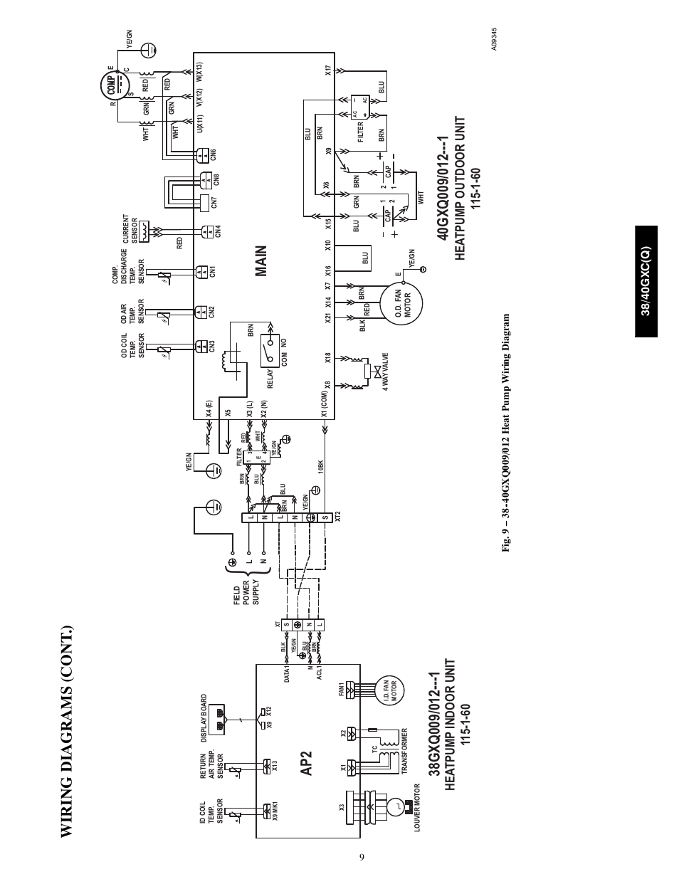 Wi ri ng di agrams (cont .), Main, 38/ 40gx c (q ) | Carrier 38GXC User Manual | Page 9 / 28