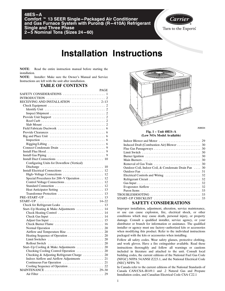 Carrier 48ES---A User Manual | 38 pages