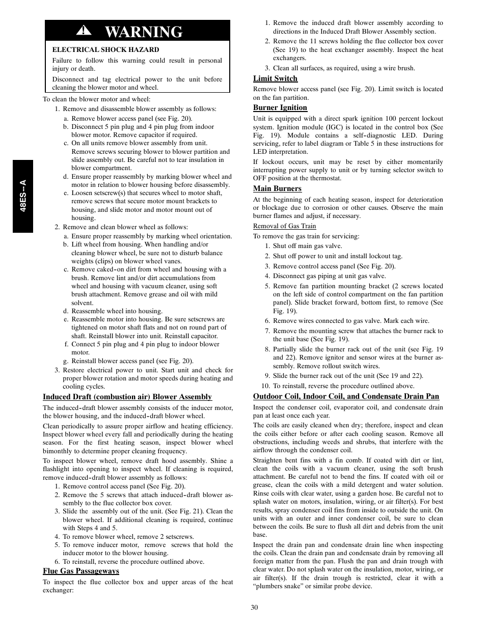 Warning | Carrier 48ES---A User Manual | Page 30 / 38