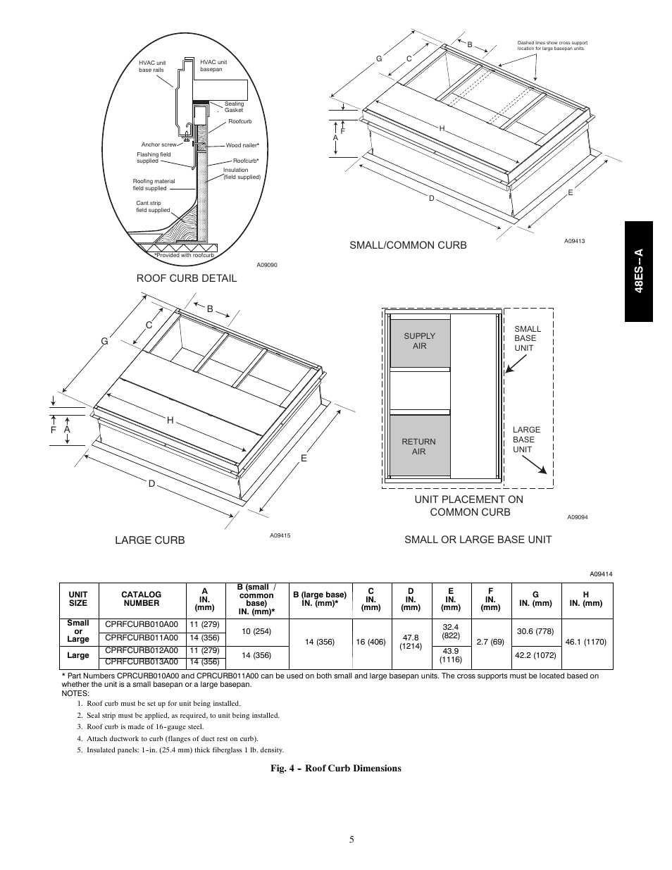 Large curb, 48e s -- a | Carrier 48ES---A User Manual | Page 5 / 38