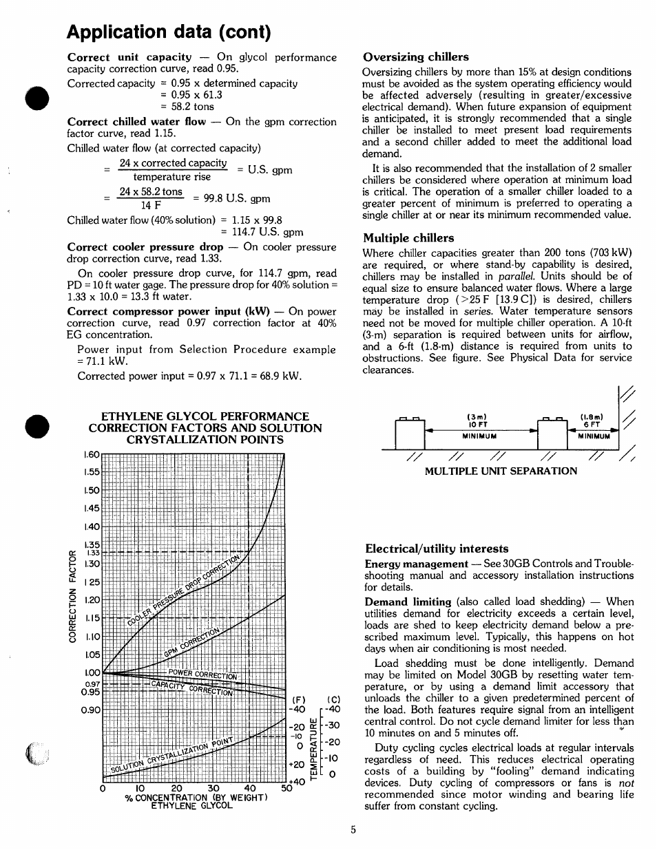14 f, Oversizing chillers, Multiple chillers | Electrical/utility interests, Application data (cont) | Carrier 30GB060 User Manual | Page 5 / 16