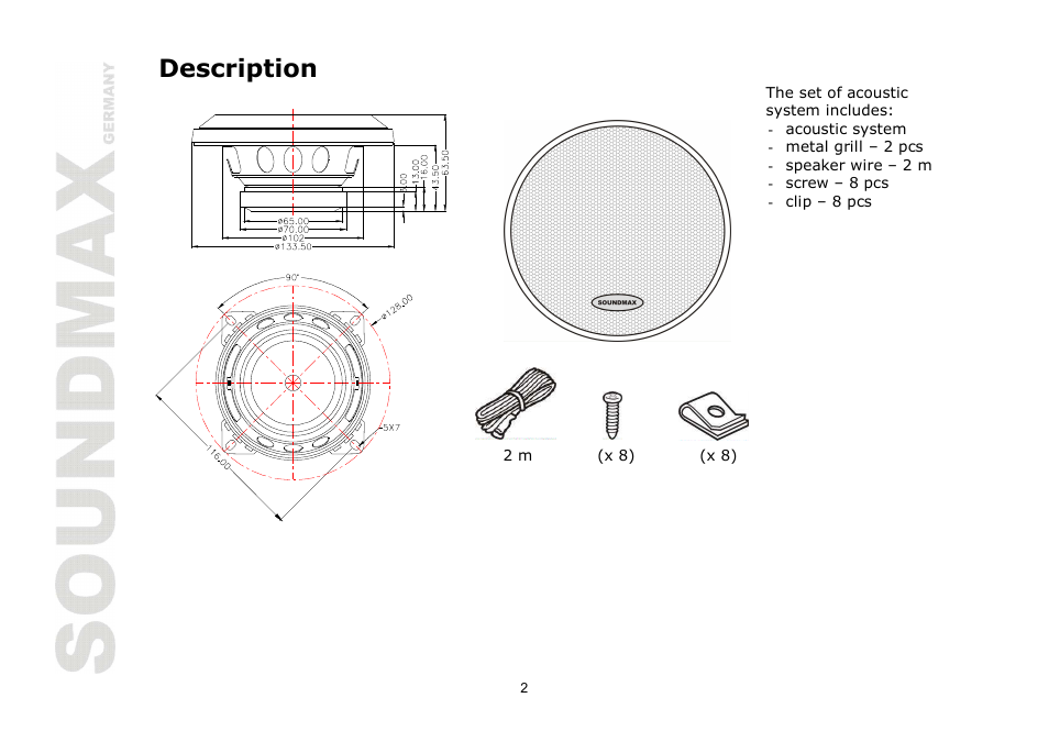 Description | SoundMax SM-CSA402 User Manual | Page 2 / 13