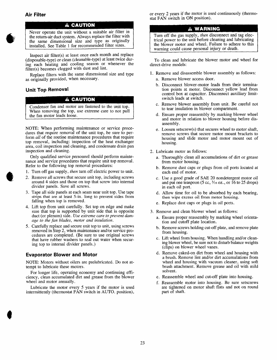 A caution, A warning | Carrier 48NLT User Manual | Page 23 / 27