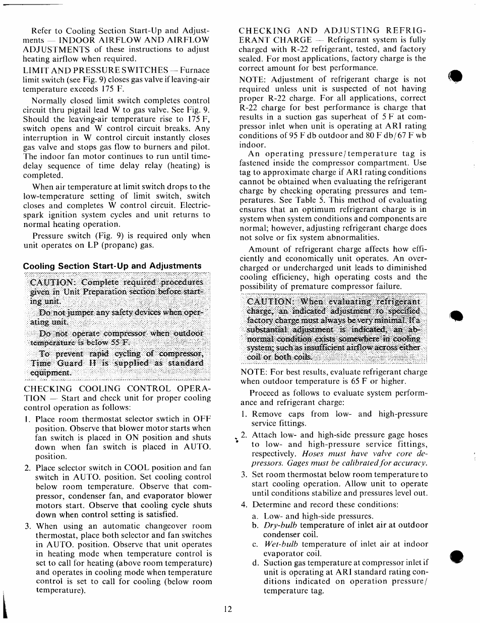 Cooling section start-up and adjustments | Carrier 48GH User Manual | Page 12 / 22