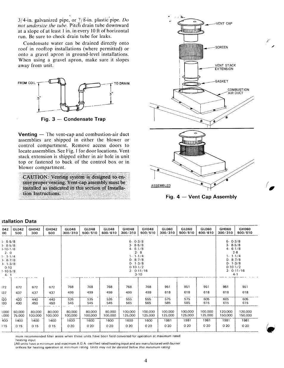 Stallation data, Venting | Carrier 48GH User Manual | Page 4 / 22