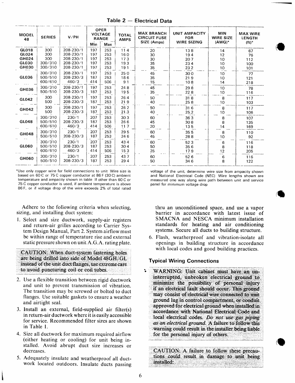 Typical wiring connections, Gl0ï | Carrier 48GH User Manual | Page 6 / 22