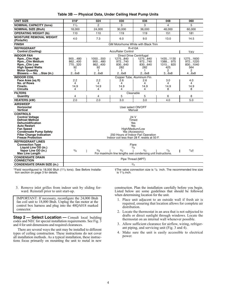 Step 2 — select location | Carrier 40QA024-060 User Manual | Page 4 / 24