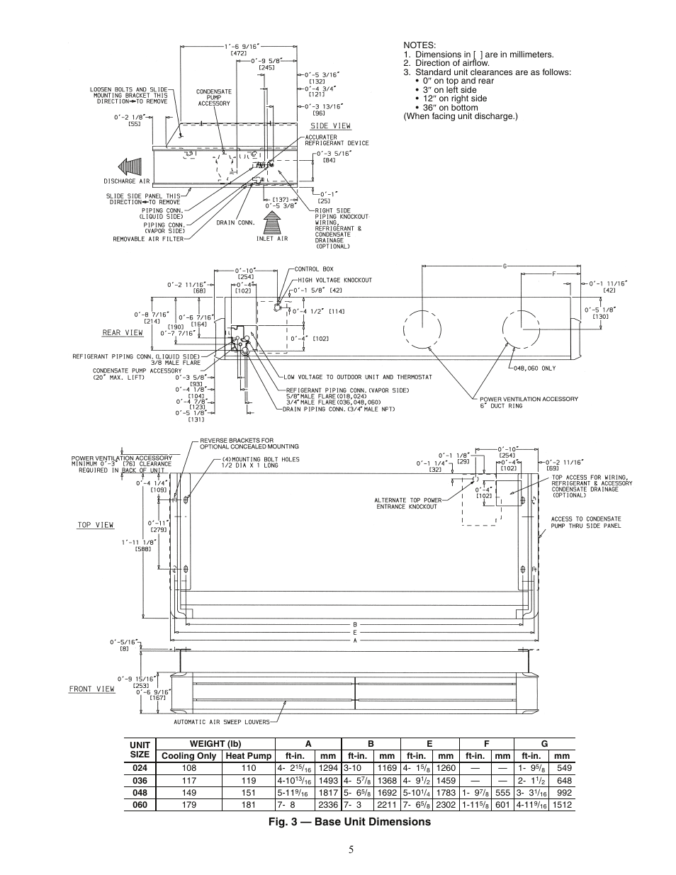 5fig. 3 — base unit dimensions | Carrier 40QA024-060 User Manual | Page 5 / 24