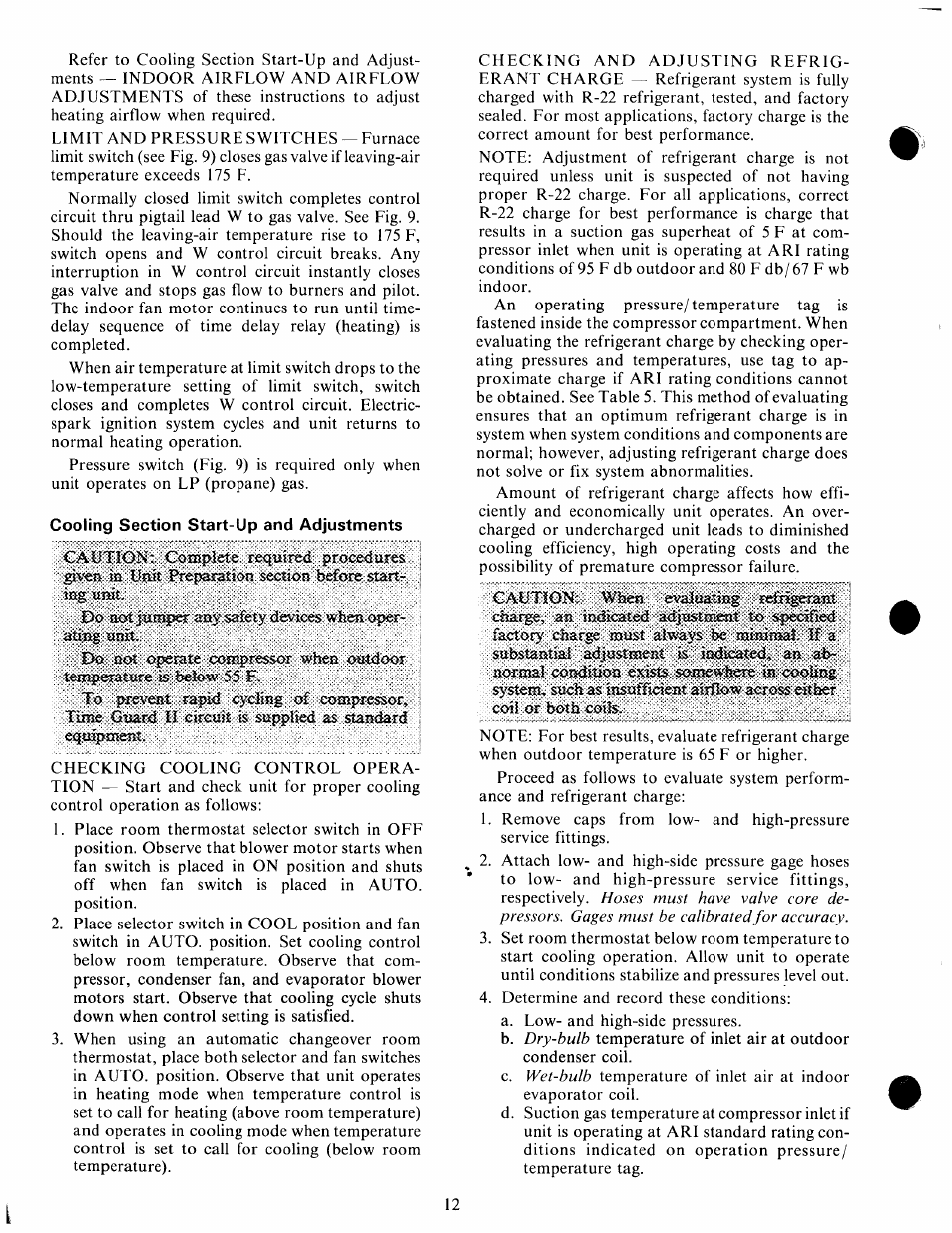 Cooling section start-up and adjustments | Carrier 48GH User Manual | Page 12 / 22